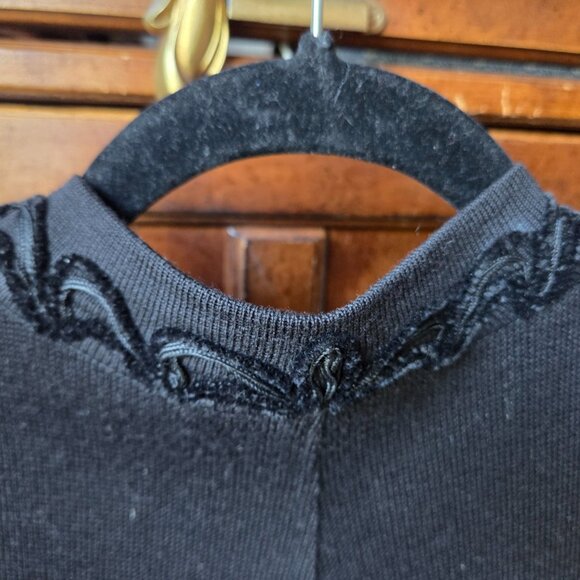 100% Wool Gorgeous Holt Renfrew Long Open Black Cardigan - Picture 4 of 11
